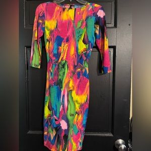 Colorful midi bodycon dress. Thin fitting material